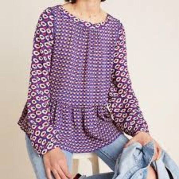 Anthropologie Maeve Cheyenne Peplum Blouse Size XS - Picture 1 of 8